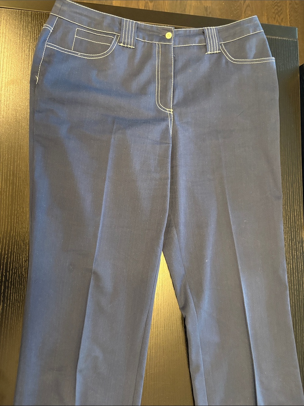 Bianca Nygard Classic Straight-Leg Navy Trousers - Size 14 - Picture 3 of 7